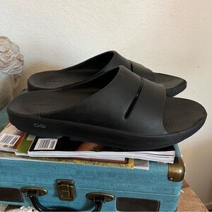 Oofos Ooahh Black Comfort Slide Sandals Mens 12, Womens 14, EU 45 Sport Recovery